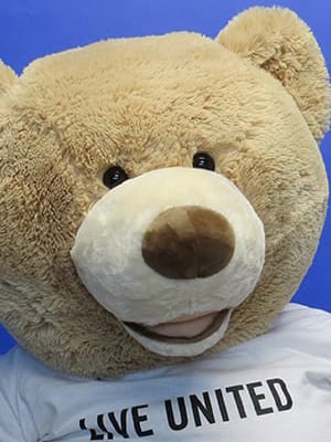 Mr. LIVE UNITED Bear Mascot