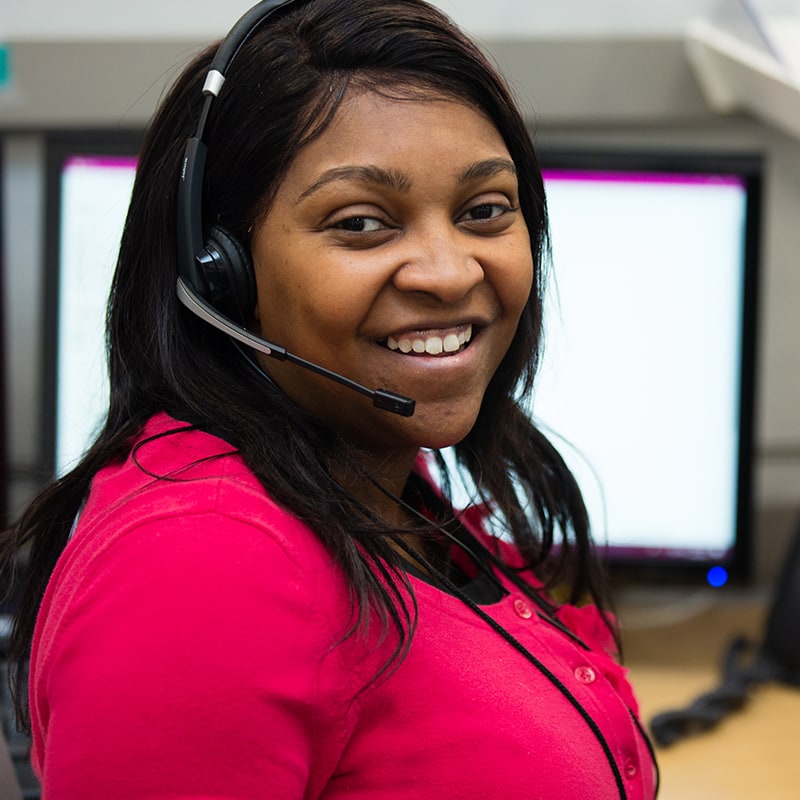 Woman at call center