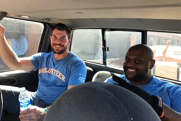 Two men in a car