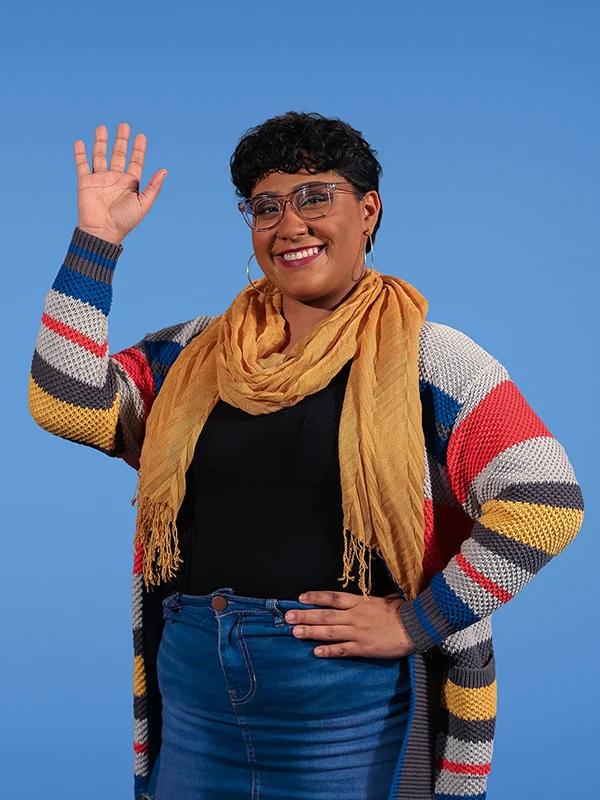Woman waving