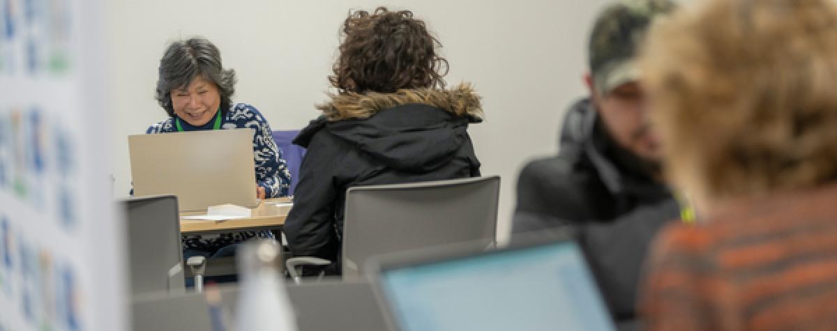 Adults at computers 