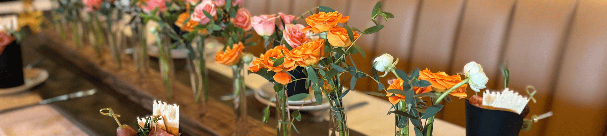flowers on a dining table